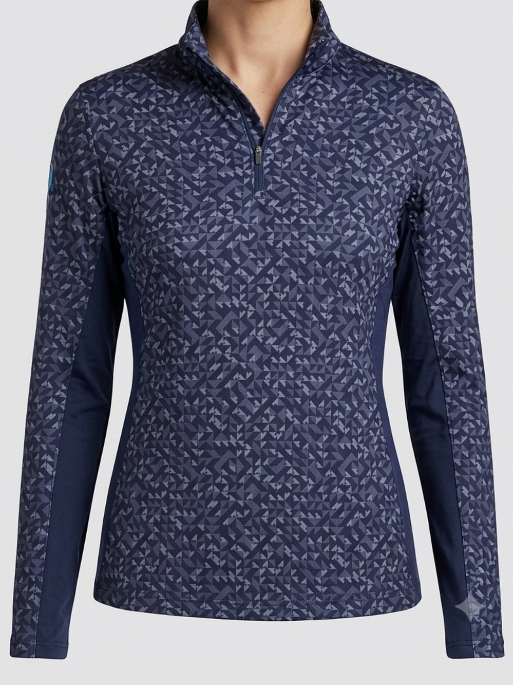 Callaway Golf Blue Geometric Print Long Sleeve 1/4 Zip Tech Pullover Large